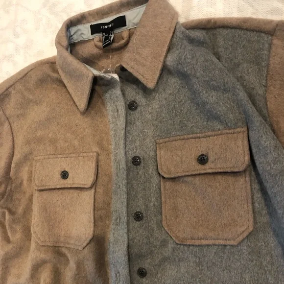 FOREVER 21 Colorblock Dolphin-Hem Shacket NWT - Picture 6 of 11